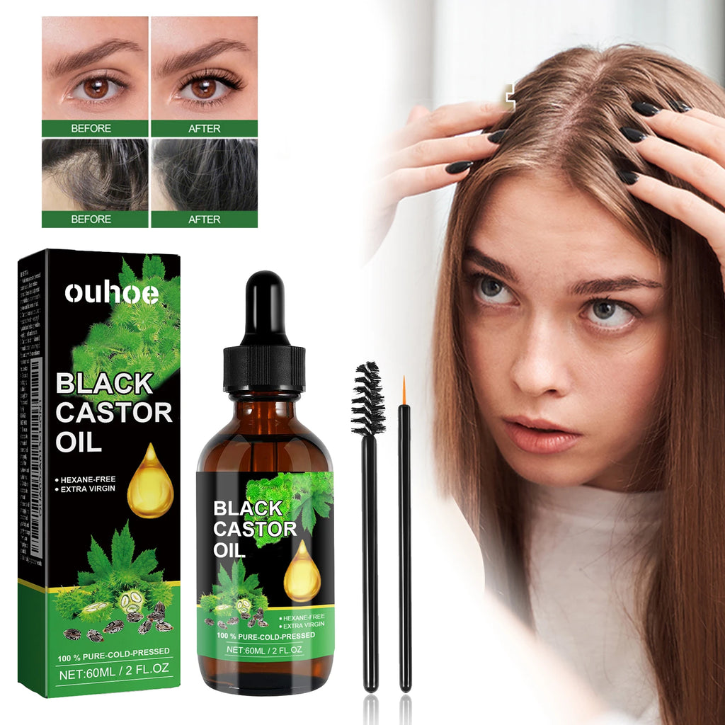 Ouhoe Organic Black Castor Oil – 60ml Hair Growth & Scalp Repair Serum