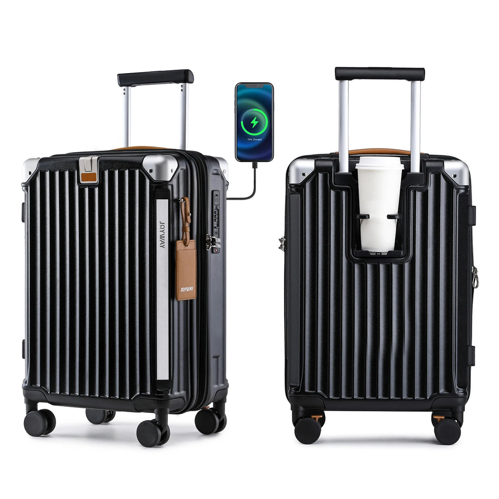 Joyway Luggage Sets 3 Piece, Expandable Suitcase with Smart Cup Holder and USB Port, Hardside Carry On Checked with TSA Lock