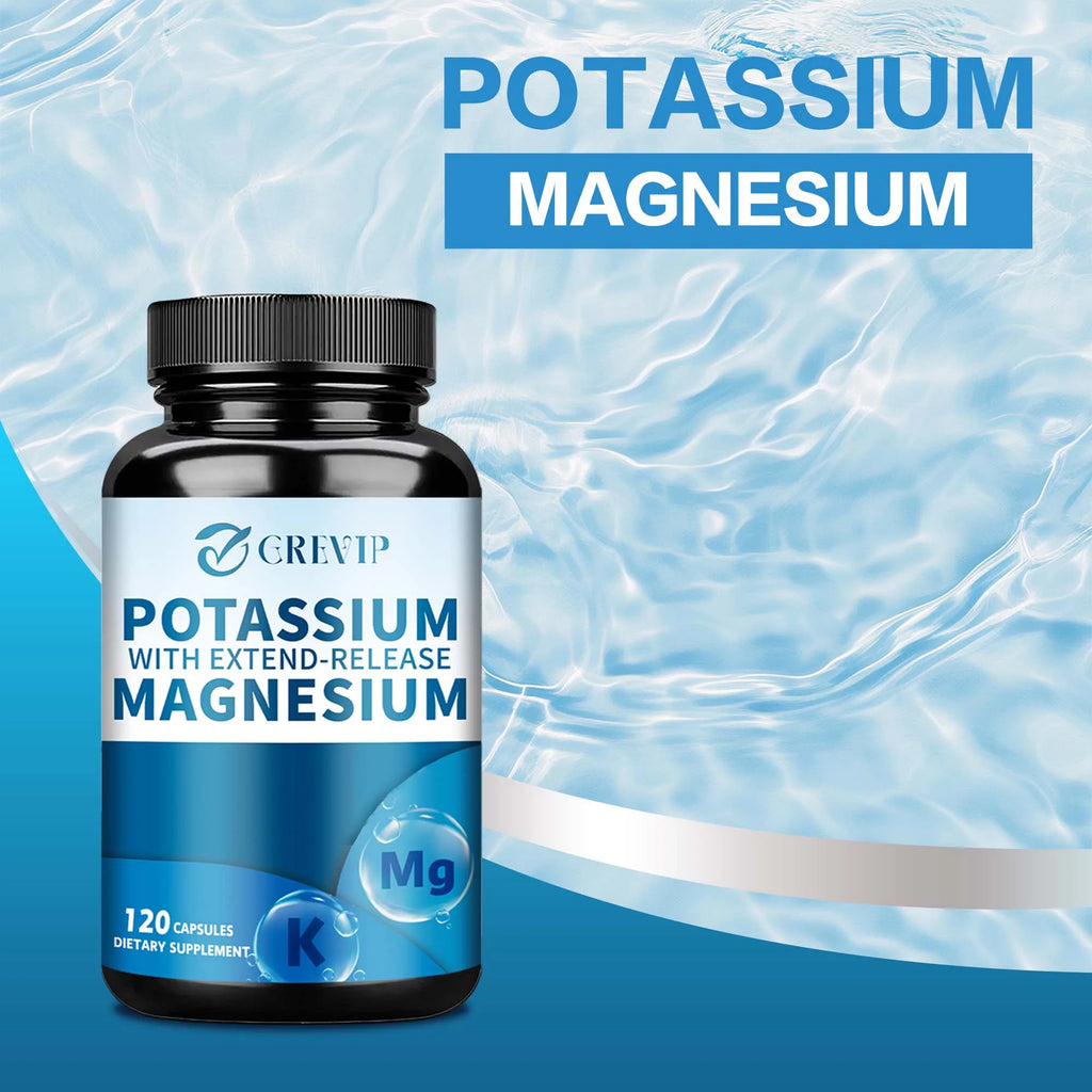 Potassium Magnesium - Support Bone Health, Muscle Spasms, Beauty, Improve Sleep Quality - 120 Capsules