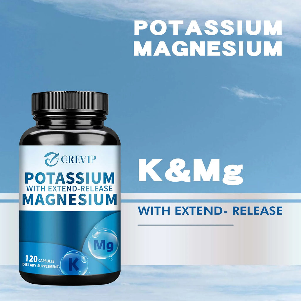 Potassium Magnesium - Support Bone Health, Muscle Spasms, Beauty, Improve Sleep Quality - 120 Capsules