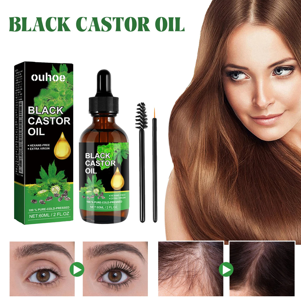 Ouhoe Organic Black Castor Oil – 60ml Hair Growth & Scalp Repair Serum