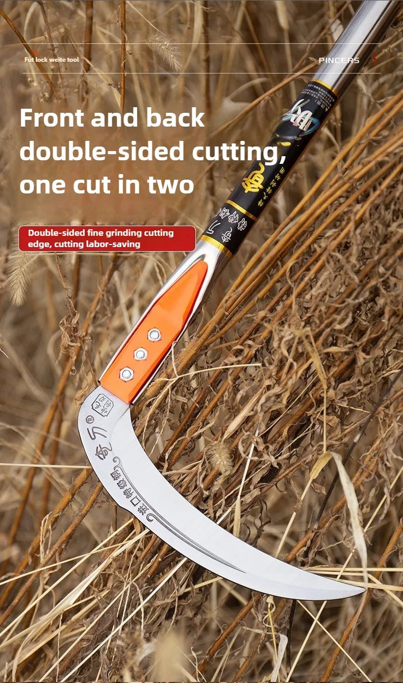 Manual Grass Sickle – Long-Handle Stainless Steel Weeding Tool