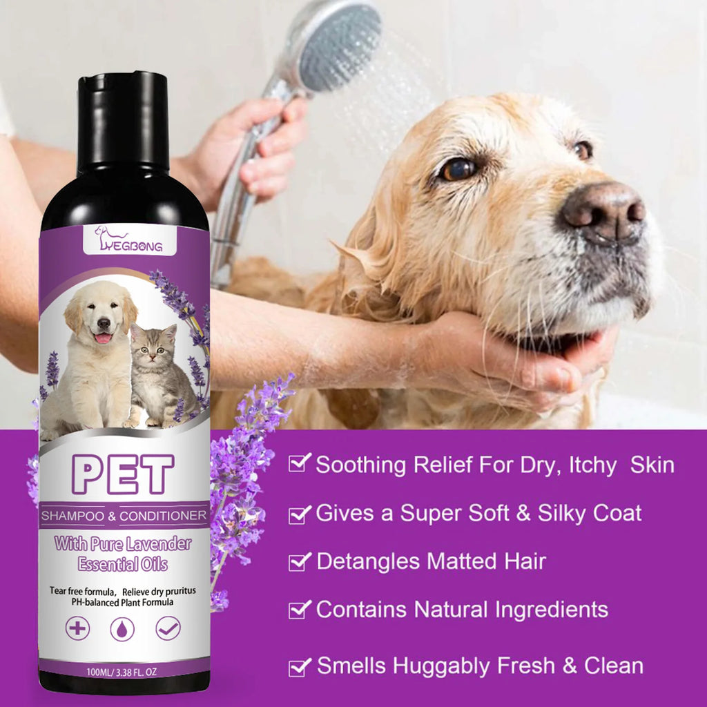 Yegbong 100ml Pet Shampoo Conditioner Hair Smooth Cat Dog Hair Softening Relieve Itching Ph Balance Cleaning Dry Skin Relief Pet