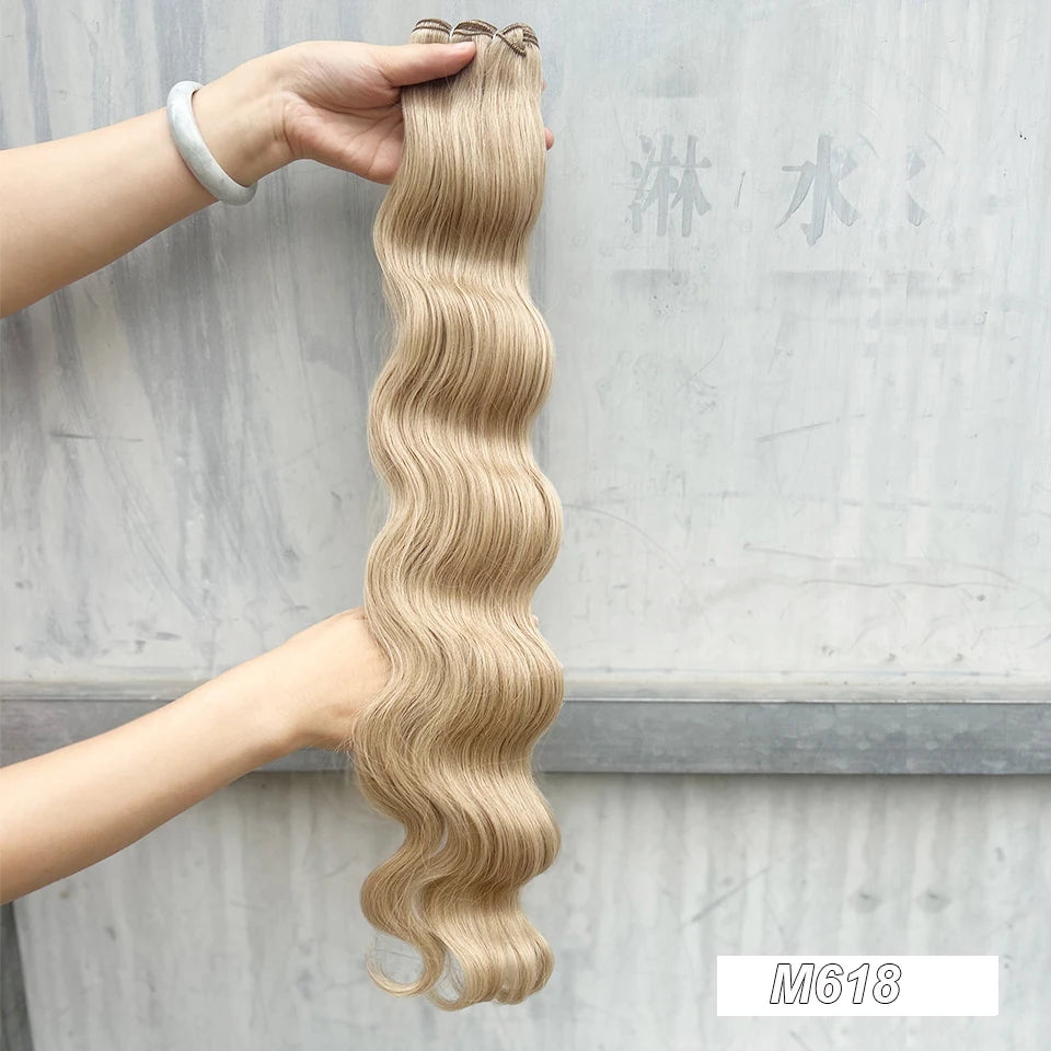 Magicae 200g/Pc Chocolate Ombre Brown Orange Blond 27/613 Grey High Temperature Synthetic Hair Extension 30Inch Body Wave Bundle