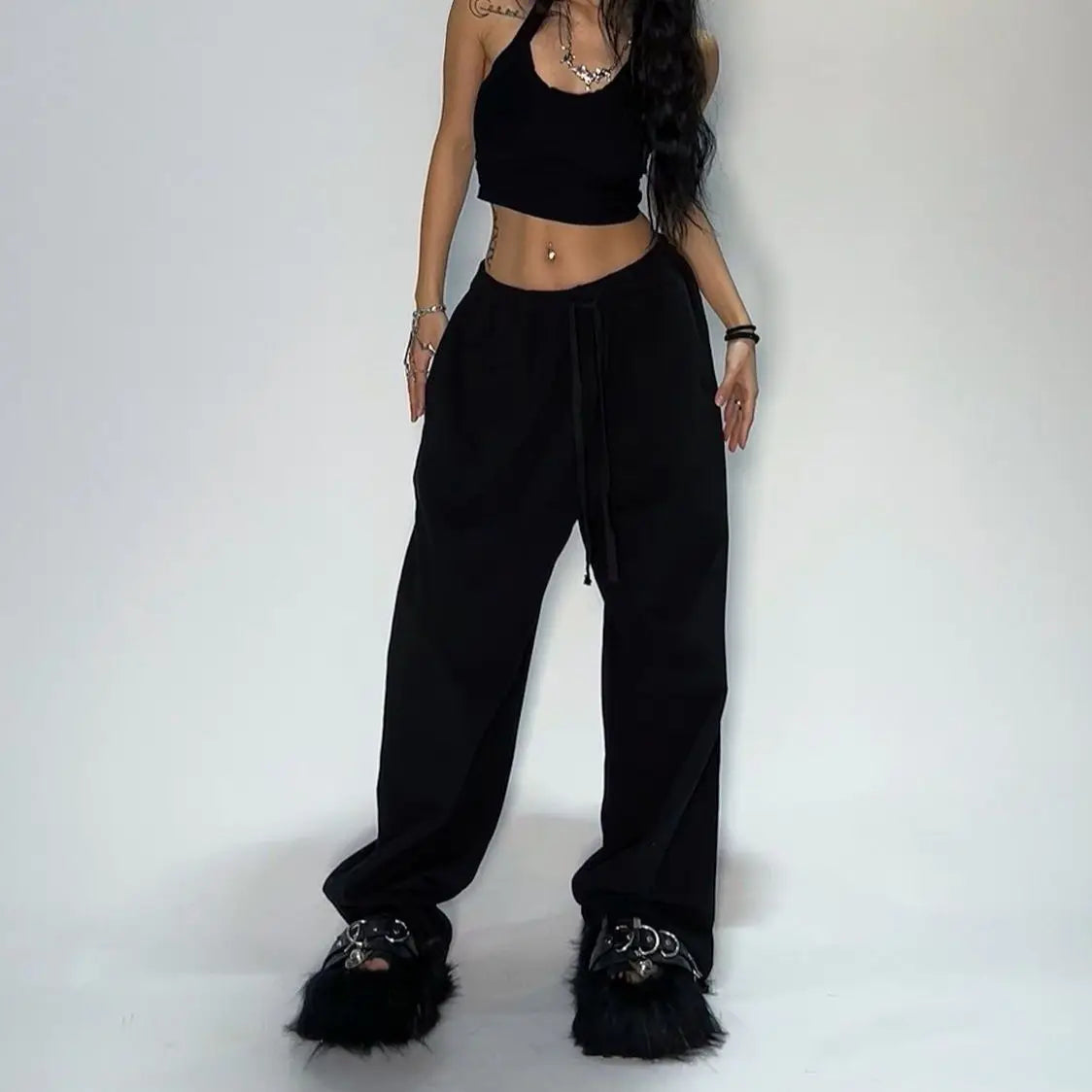 Loose Wide-Leg Drawstring Pants – Streetwear Jogger Style