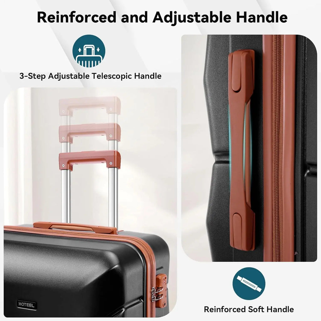 HOTEEL 3-Piece ABS Hardshell Luggage Set | Spinner Wheels, TSA Lock & Waterproof Organizer (20″/24″/28″)