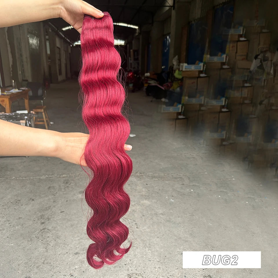 Magicae 200g/Pc Chocolate Ombre Brown Orange Blond 27/613 Grey High Temperature Synthetic Hair Extension 30Inch Body Wave Bundle