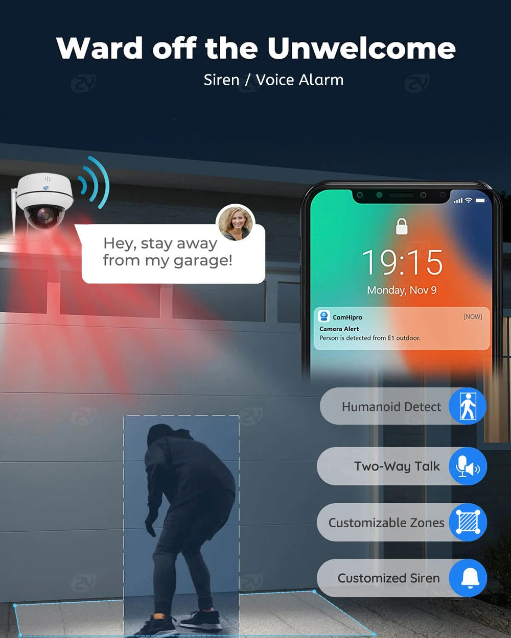 5MP Wifi Dome PTZ Camera 5X Optical Zoom IP Camera Humanoid Tracking Two-way Talk Wireless Home Security Surveillance Cameras