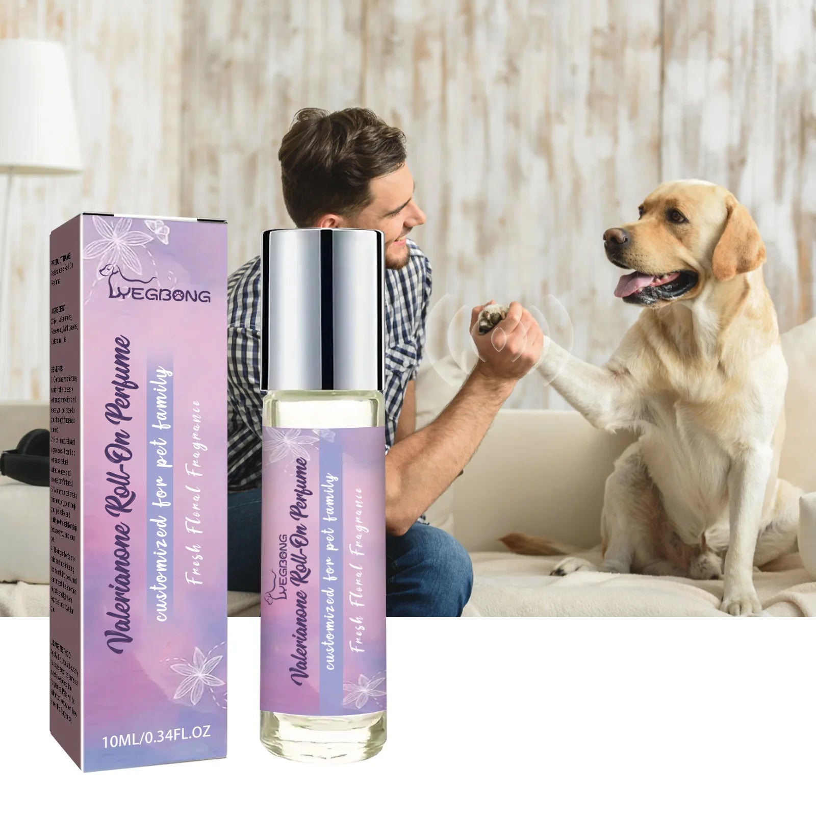 Yegbong 10ml Pet Scent Roll On Cat Dog Long Lasting Fragrance Relax Pet Emotions Deodorant Fresh Relief Dog Anxiety Aroma Roller
