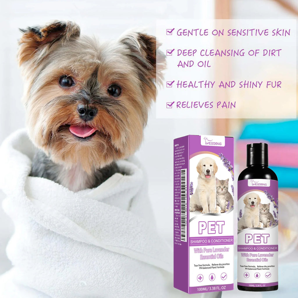 Yegbong 100ml Pet Shampoo Conditioner Hair Smooth Cat Dog Hair Softening Relieve Itching Ph Balance Cleaning Dry Skin Relief Pet