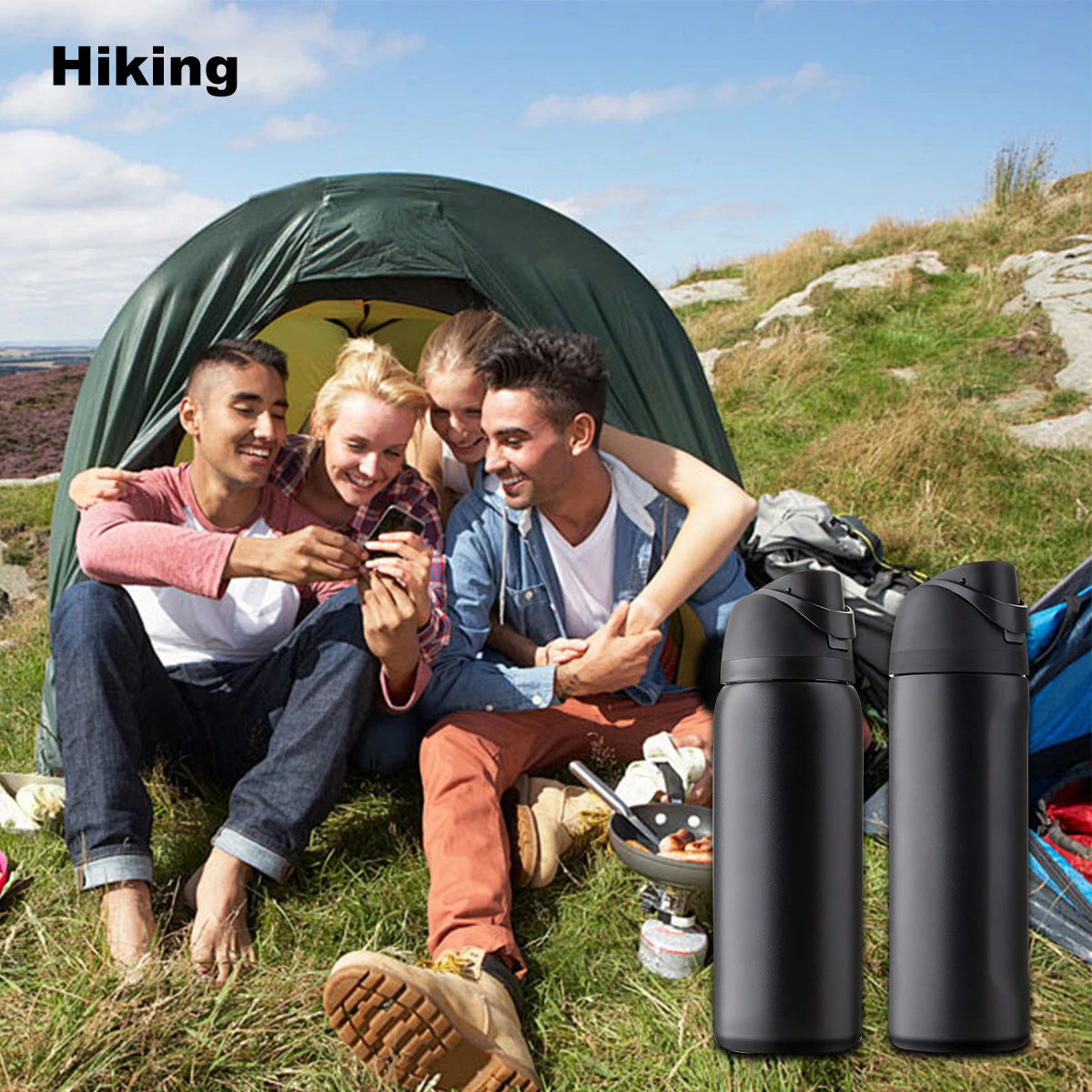 owalaa Avocado black Bottle, 32 oz, 945 ml, retains heat for over 24 h.