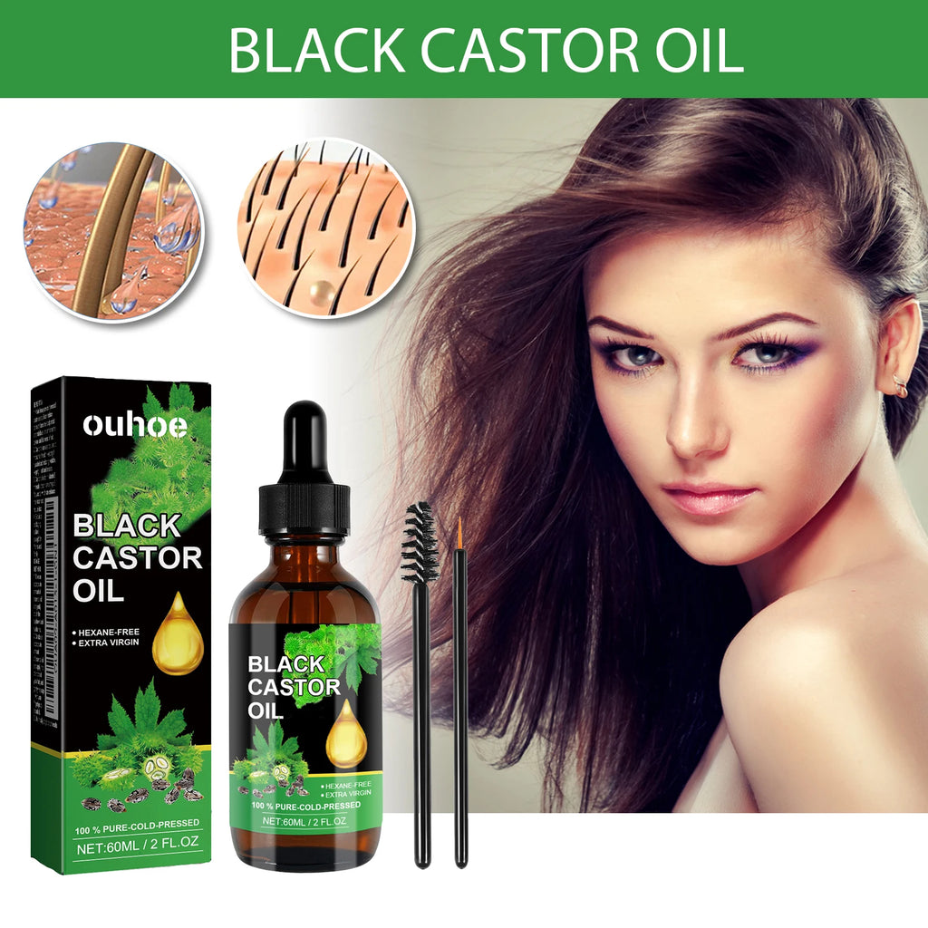 Ouhoe Organic Black Castor Oil – 60ml Hair Growth & Scalp Repair Serum