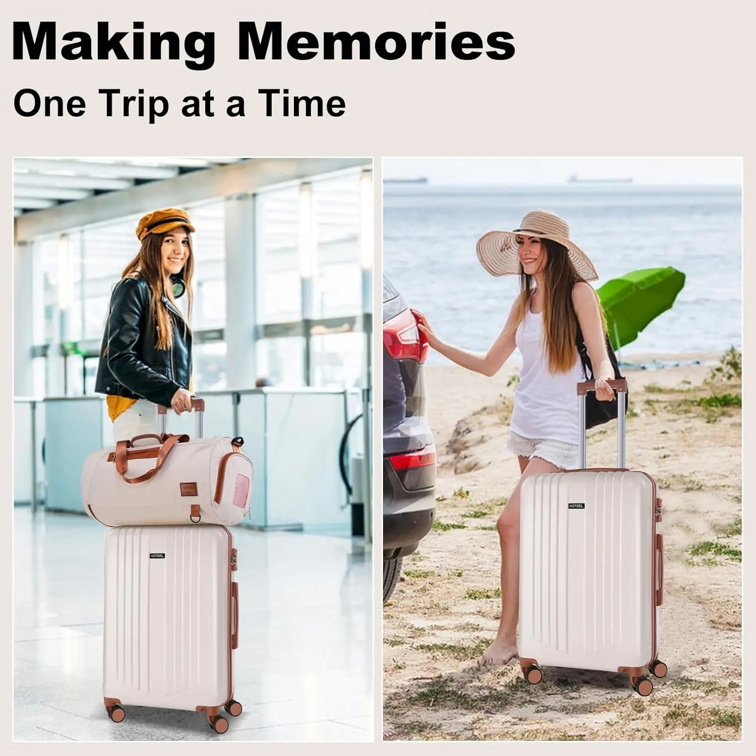 HOTEEL 3-Piece PC+ABS Hardshell Luggage Set | 360° Spinner Wheels, TSA Lock & Wet-Dry Organizer (20″/24″/28″)