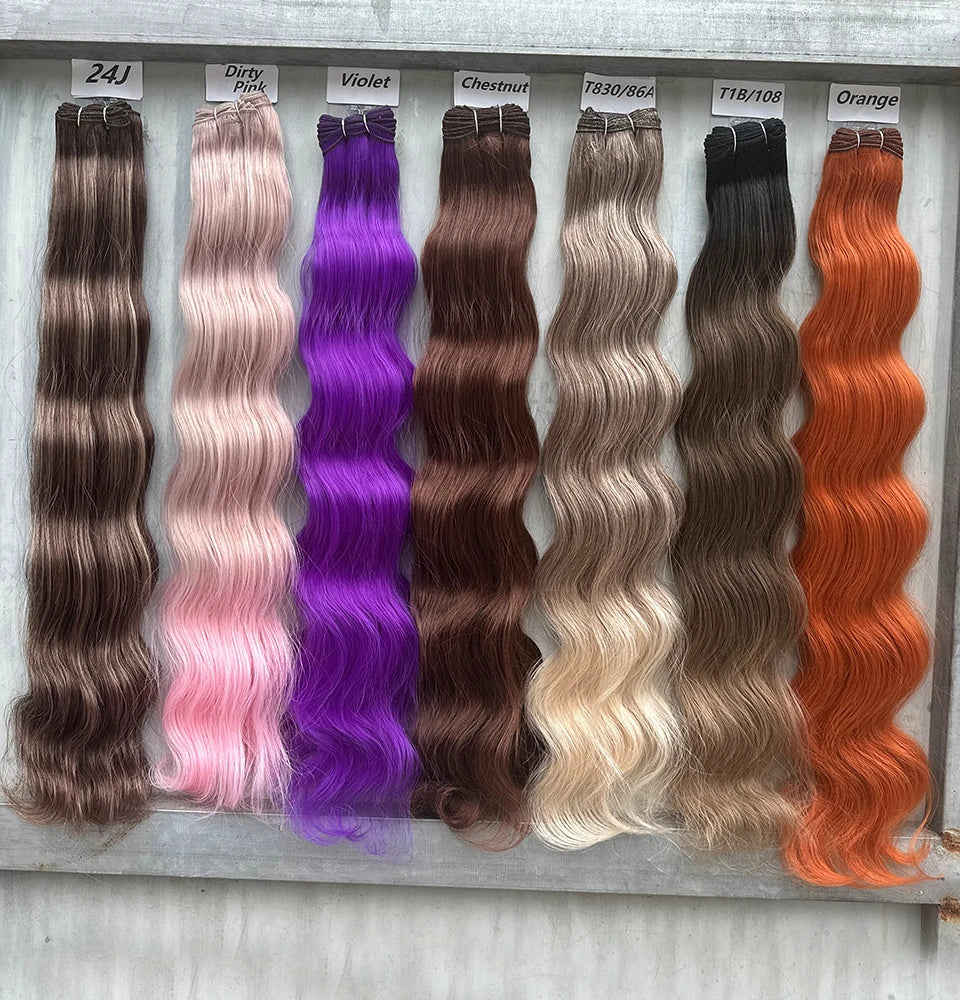 Magicae 200g/Pc Chocolate Ombre Brown Orange Blond 27/613 Grey High Temperature Synthetic Hair Extension 30Inch Body Wave Bundle