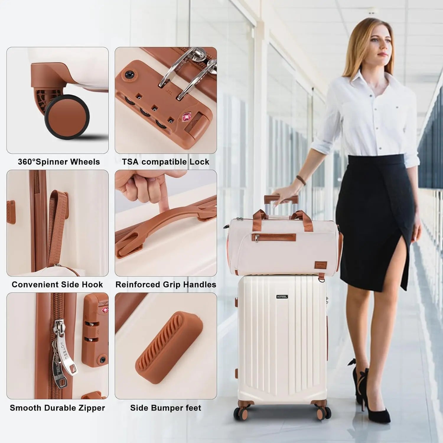 3 Piece Luggage Set With Spinner Wheel TSA Lock 20/24/28 Inch PC+ABS Hardshell Suitcase For Travel Business Carry On Luggage Set