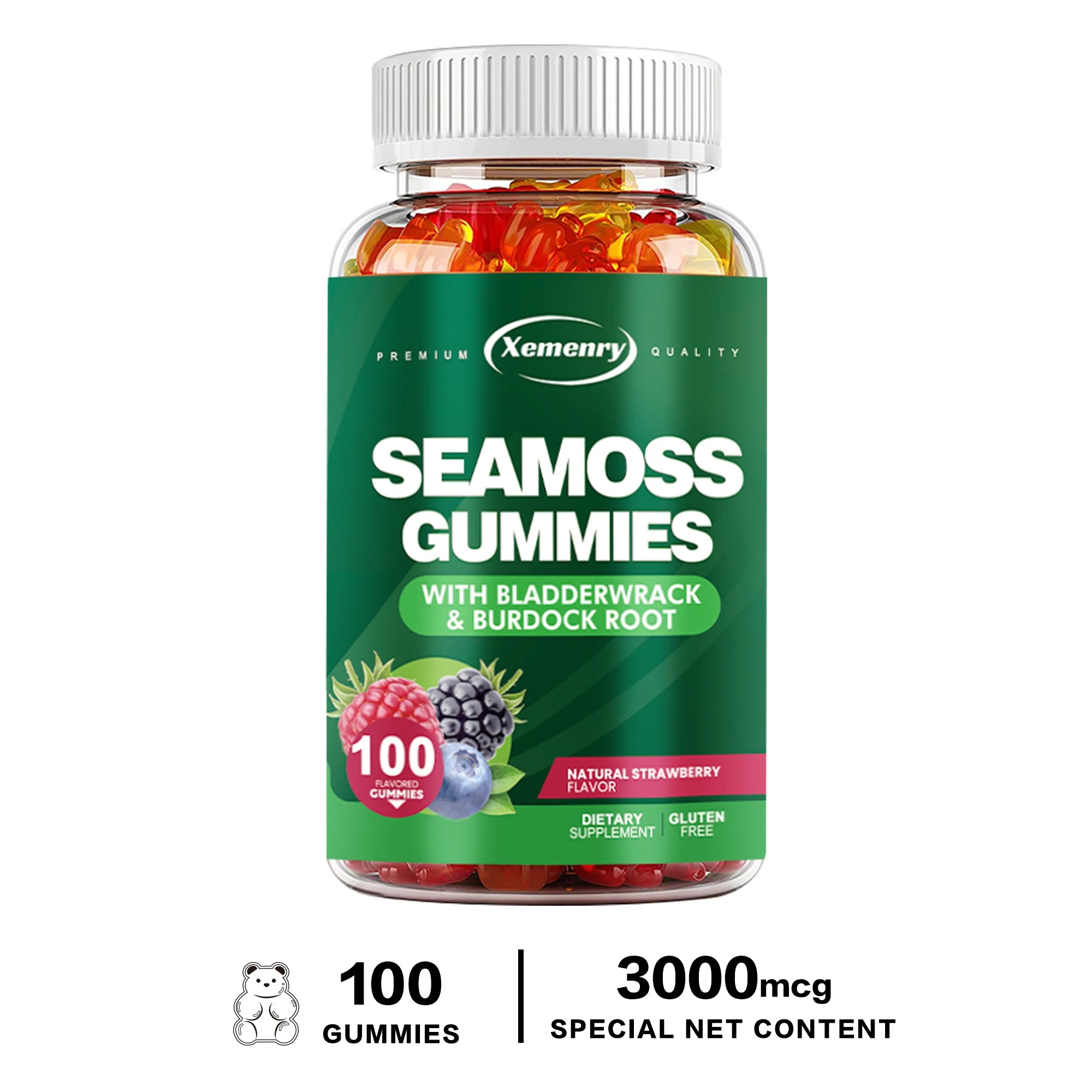 SEAMOSS Gummies - with Bladderwrack, Burdock Root - Immune Health, Healthier Skin & Hair, Detox - 100 Gummies