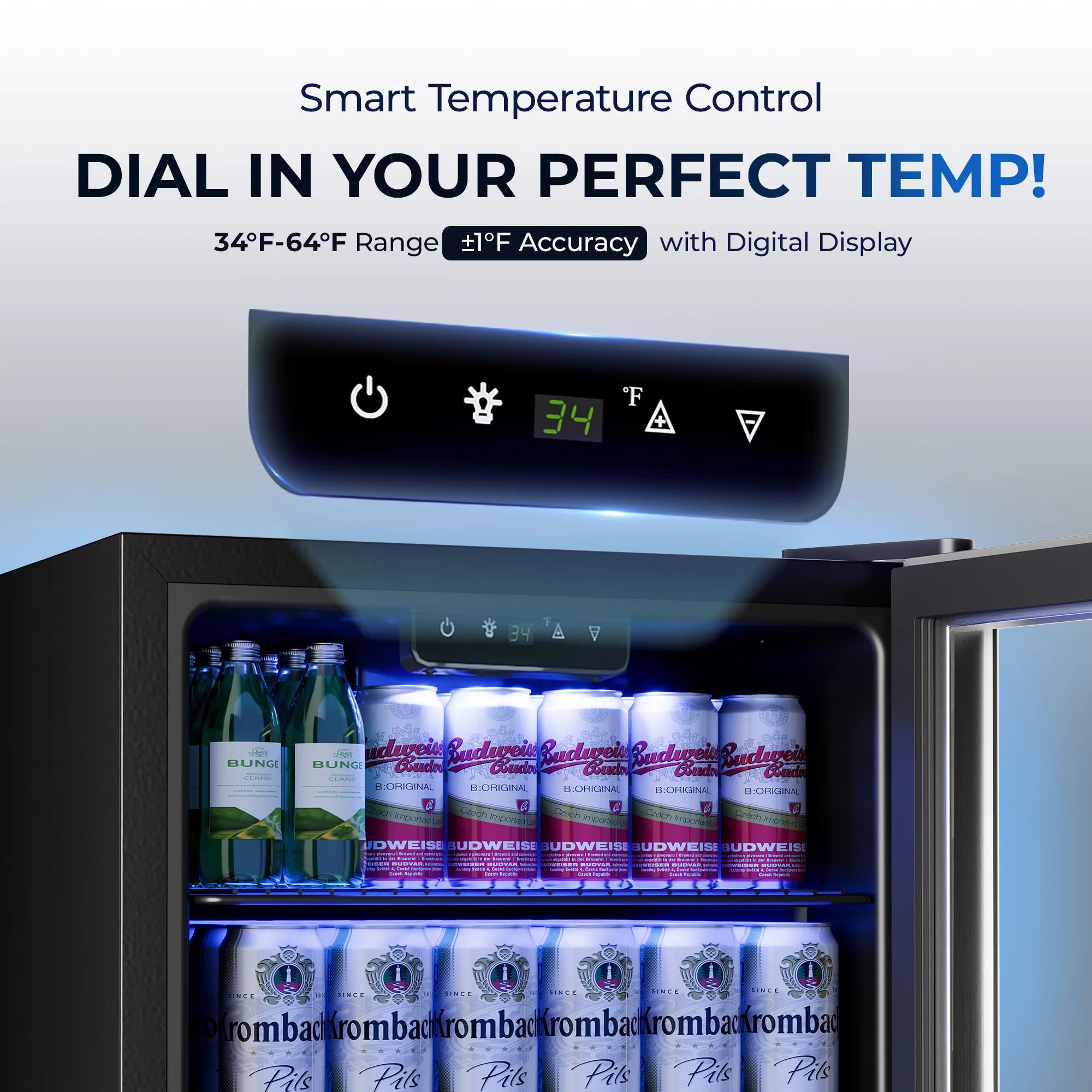 Beverage Refrigerator/Cooler,130Cans Mini Fridge,3.1Cu.Ft Capacity,LED Temperature Control,Flip-Up Door,Suitable for Home/Office