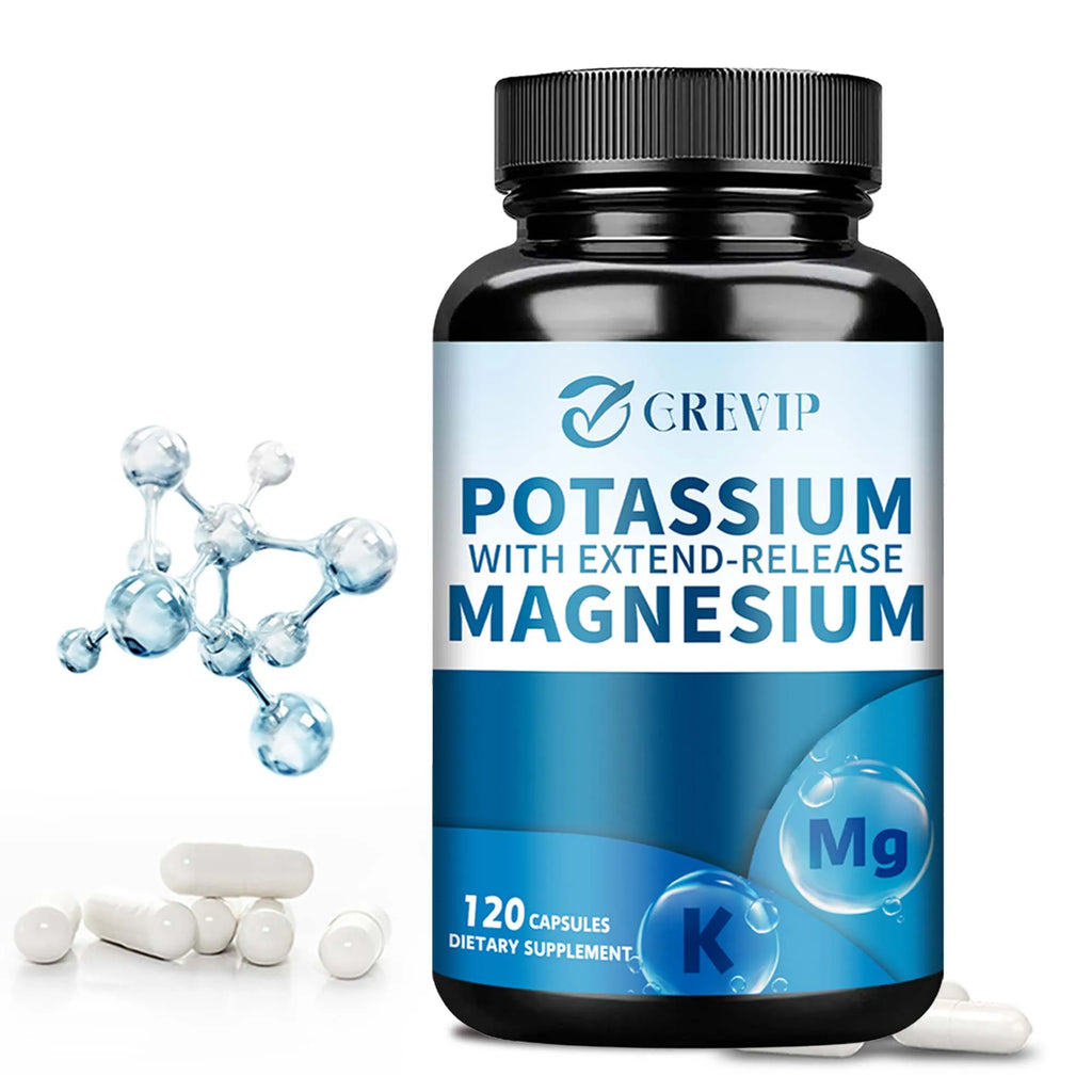 GREVIP Potassium + Magnesium — Heart, Muscle & Sleep Support (120 Capsules)