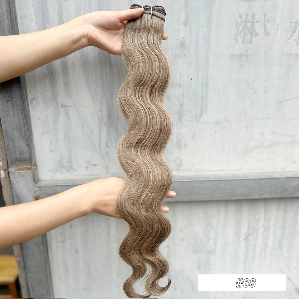 Magicae 200g/Pc Chocolate Ombre Brown Orange Blond 27/613 Grey High Temperature Synthetic Hair Extension 30Inch Body Wave Bundle
