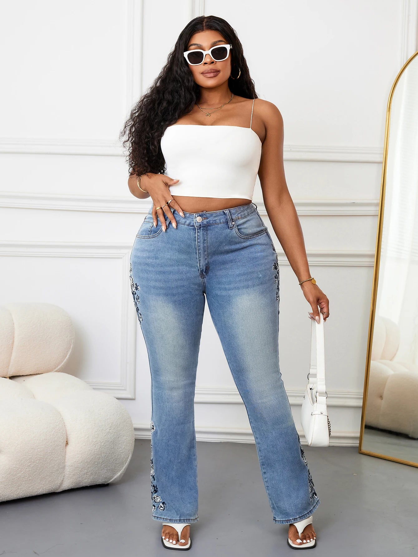 Women’s Plus Size Vintage High-Waisted Jeans – Curvy Fit Slim Stretch Denim Pants (0XL–5XL)