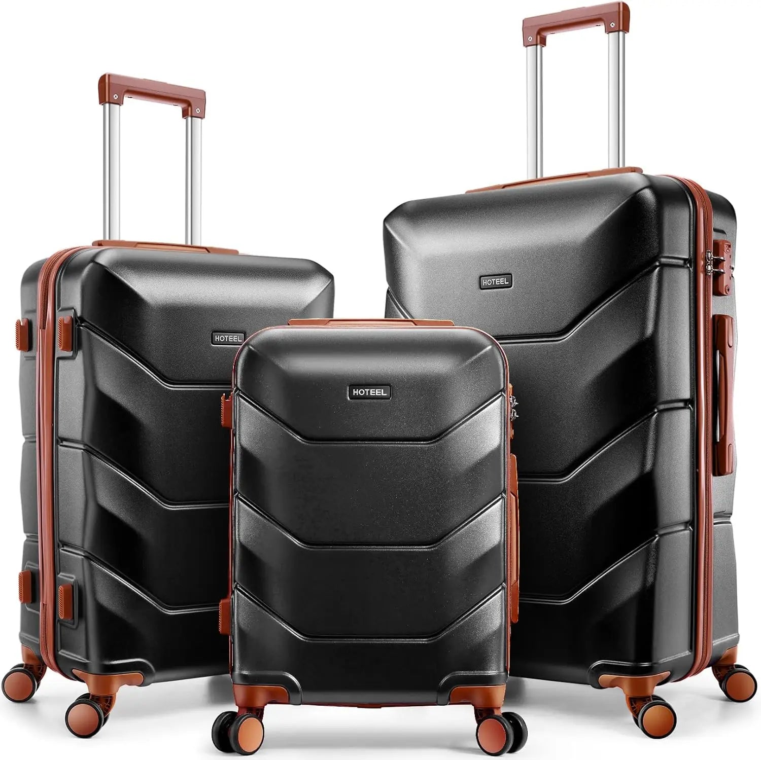 HOTEEL 3-Piece ABS Hardshell Luggage Set | Spinner Wheels, TSA Lock & Waterproof Organizer (20″/24″/28″)