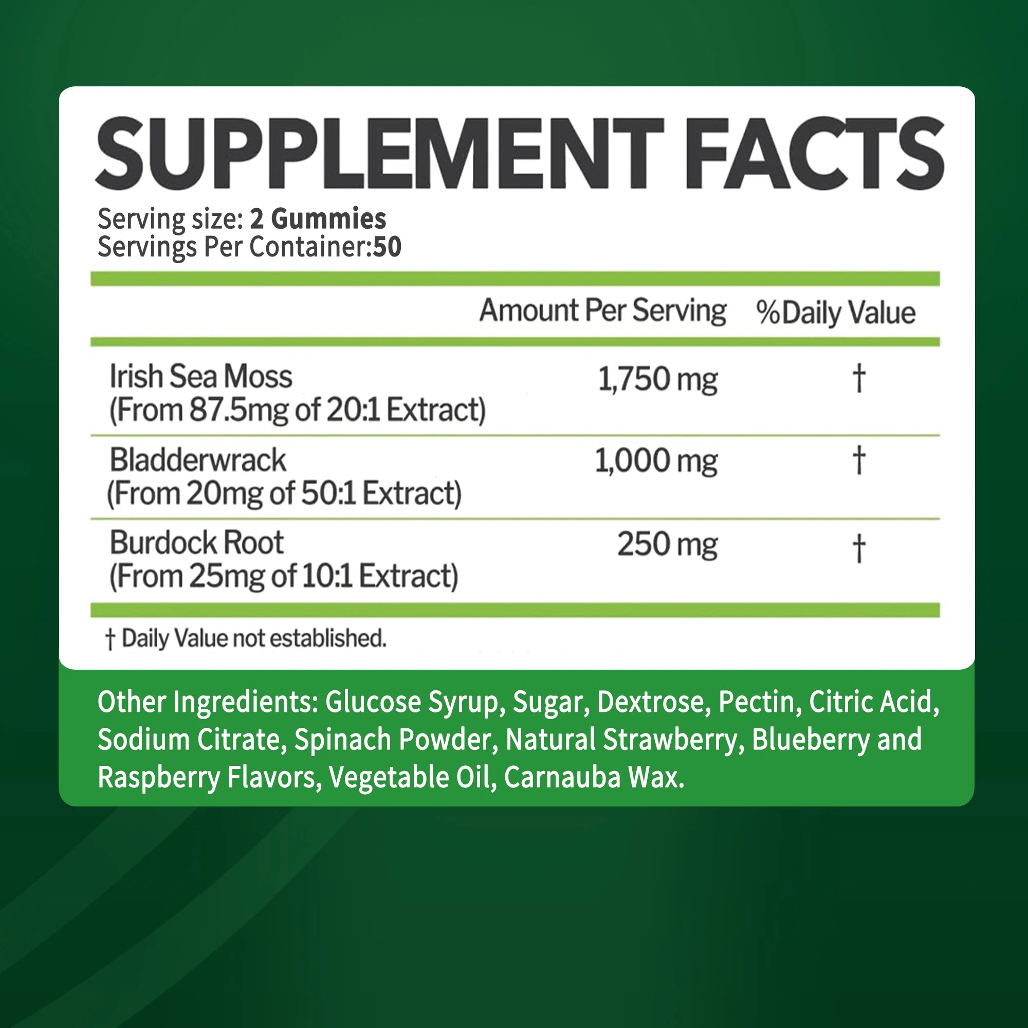 SEAMOSS Gummies - with Bladderwrack, Burdock Root - Immune Health, Healthier Skin & Hair, Detox - 100 Gummies