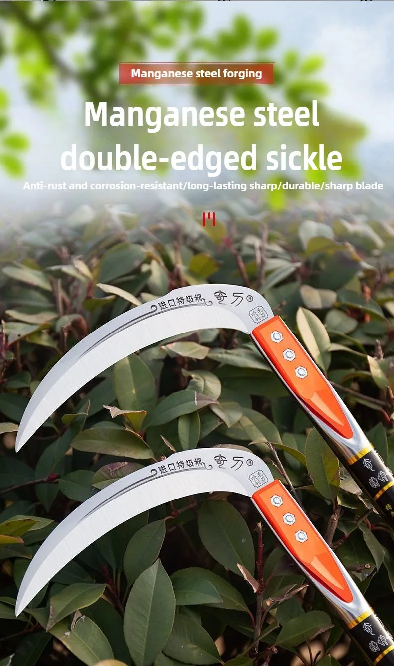 Manual Grass Sickle – Long-Handle Stainless Steel Weeding Tool
