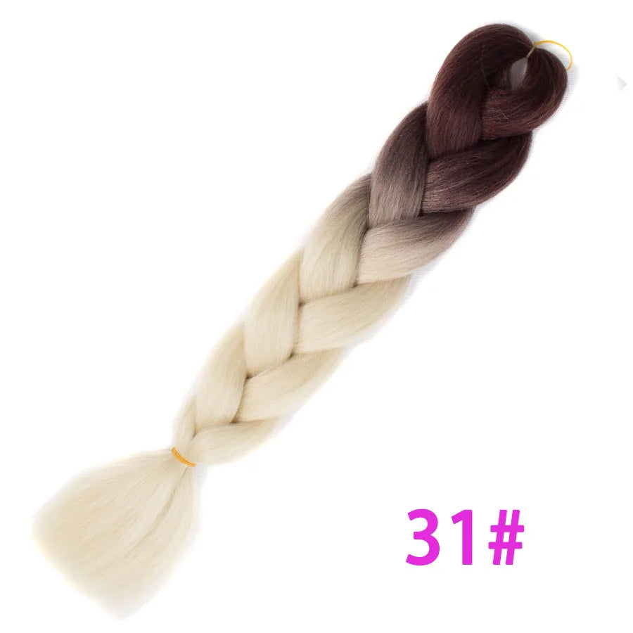 VERVES Ombre Jumbo Braids — 24" 100 g Two-Tone Synthetic Braiding Hair (Pink/Black/Blue)