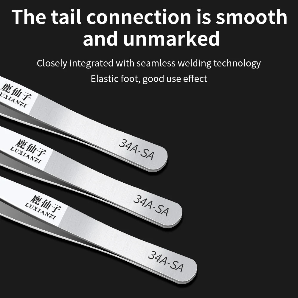 LUXIANZI Flat Stainless Steel Industrial Tweezers For Soldering Repair Electronic Tools Industrial Forceps Precision tweezer