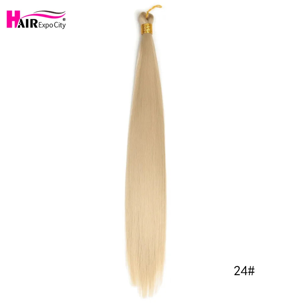 Bone Straight Synthetic Braiding Hair Bulk 22" Silky Pre Stretched Braiding Hair Extensions Crochet Box Braids Hair Expo City