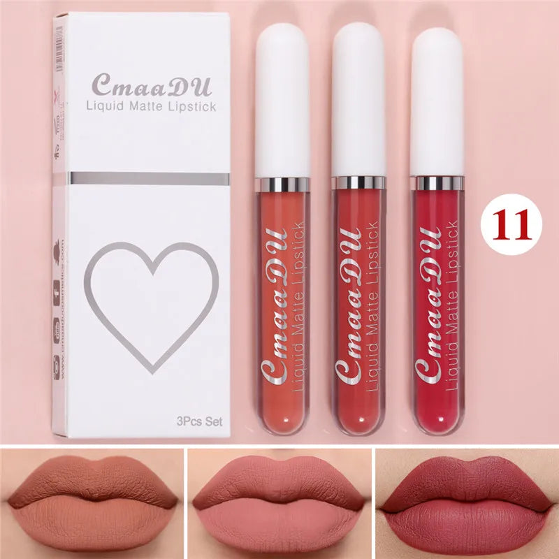 6 Colors/Set Fashion Matte Lip Gloss Sets Natural Moisturize Waterproof Lasting Velvet Sexy Red Liquid Lipstick Beauty Cosmetic