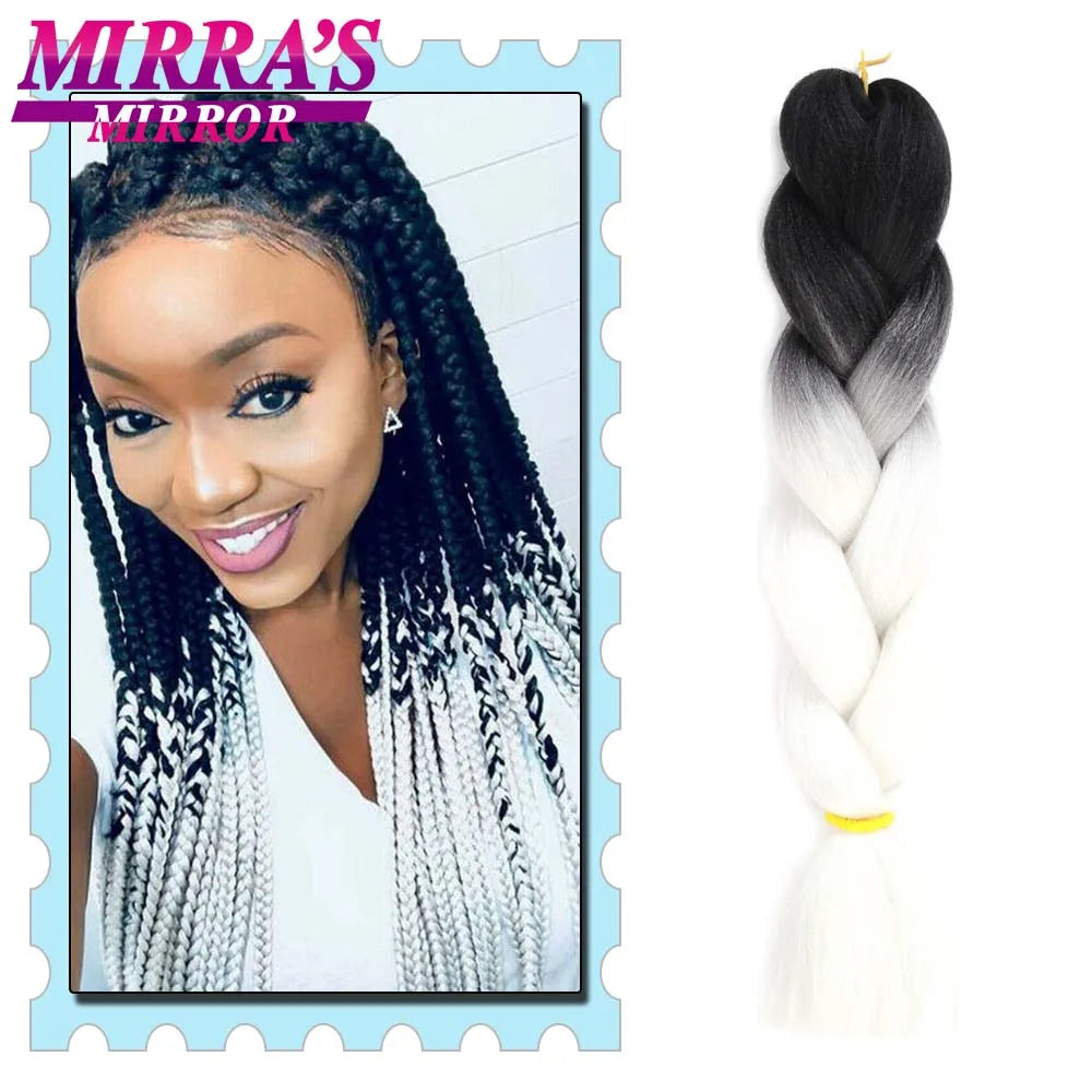 Synthetic Braiding Hair 24 Inch Kanekalon Braids Extensions Ombre Hair for Box Braid Crochet Jumbo Braiding Hair Pre Stretched