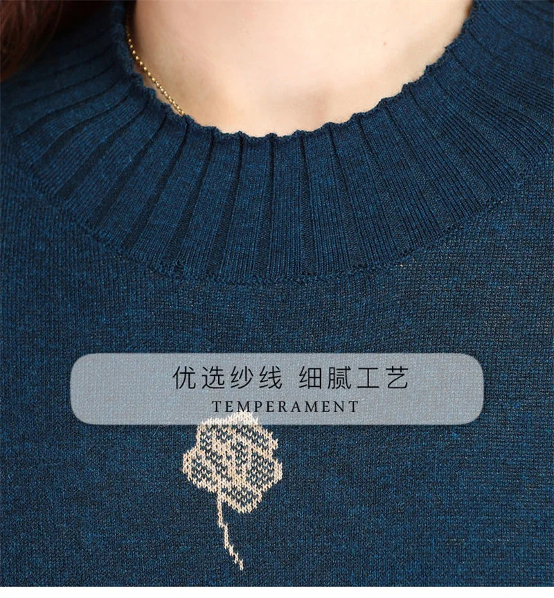 6XL Women Temperament Sweater Dress 2022 Middle-Aged Female Autumn Winter Thick Fat Warm Long Sweater Knit Dress Women pullover