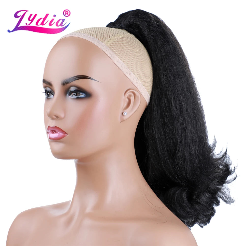 Lydia Tail Warping Synthetic Kinky Straight Hairpiece Stylish High-Volume Curly Clips-in Natural Looking Drawstring Ponytail