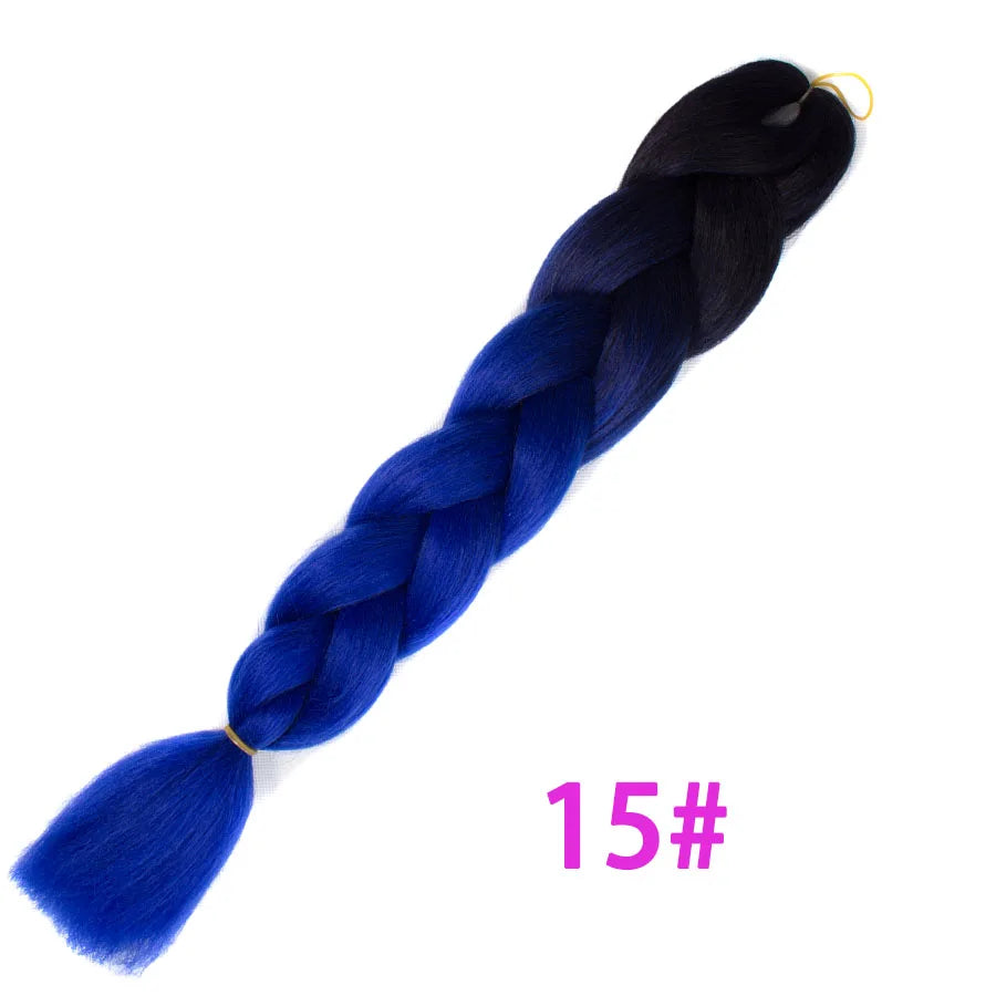 VERVES Ombre Jumbo Braids — 24" 100 g Two-Tone Synthetic Braiding Hair (Pink/Black/Blue)