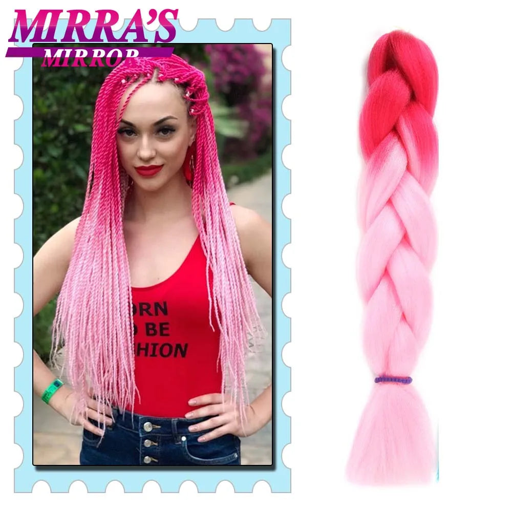 Synthetic Braiding Hair 24 Inch Kanekalon Braids Extensions Ombre Hair for Box Braid Crochet Jumbo Braiding Hair Pre Stretched