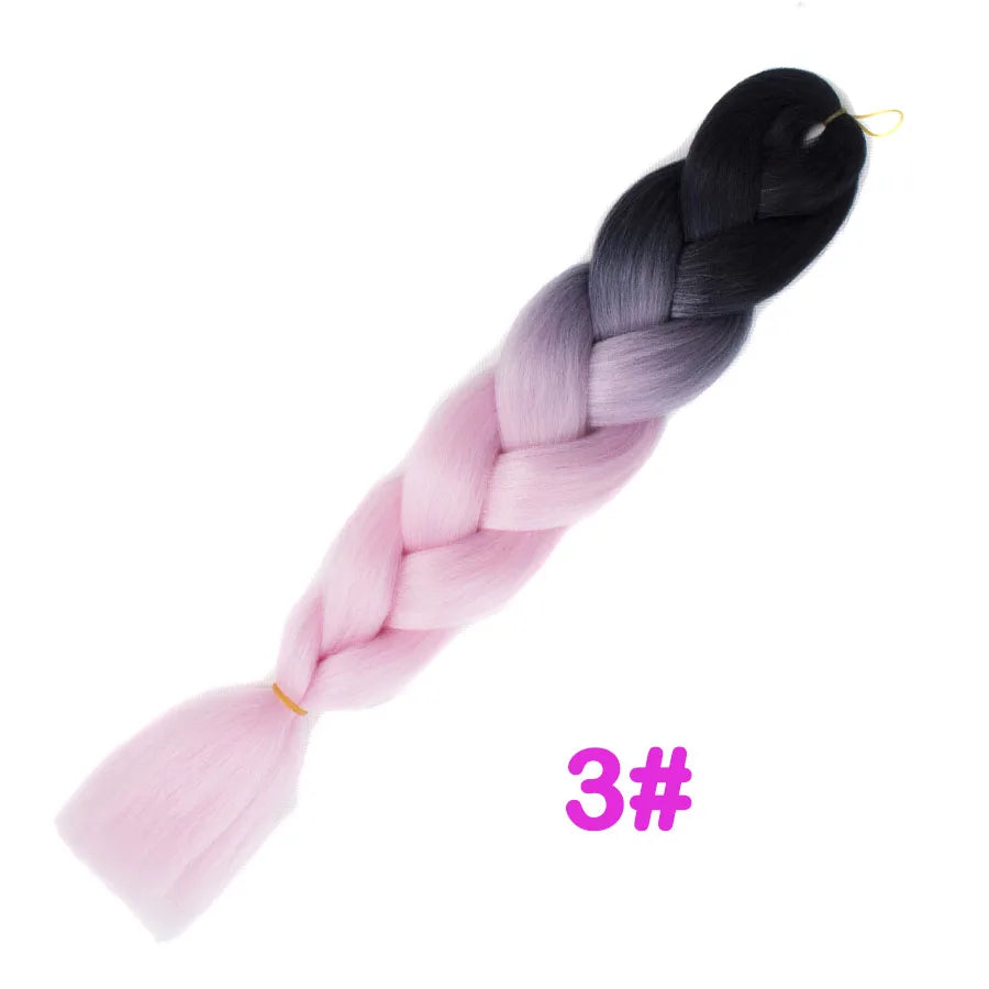 VERVES Ombre Jumbo Braids — 24" 100 g Two-Tone Synthetic Braiding Hair (Pink/Black/Blue)