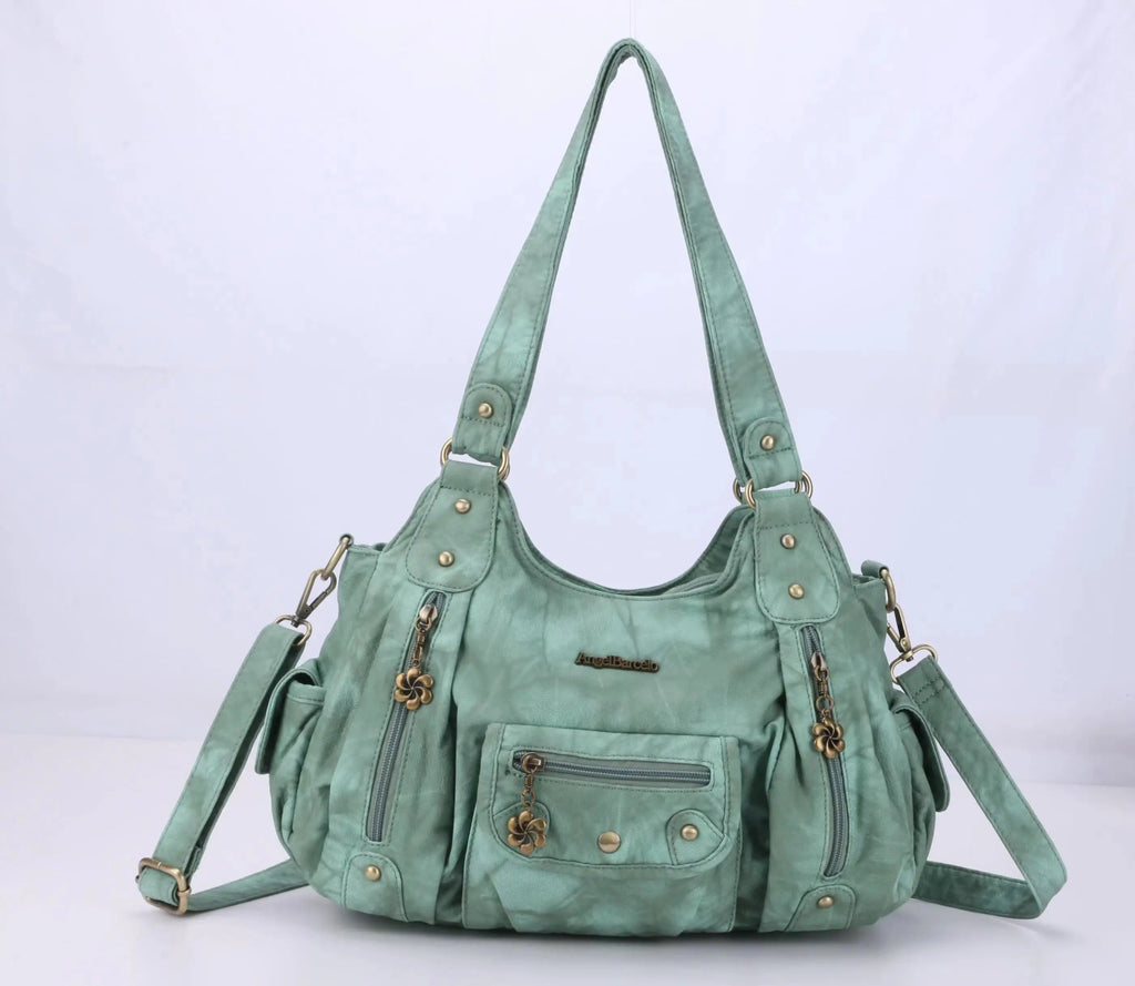 Women Handbags Satchel Top-handle Handbag Small PU Shoulder Bag 12.5”x4.4” Dumpling Pack Multi-pockets Shoulder Bags