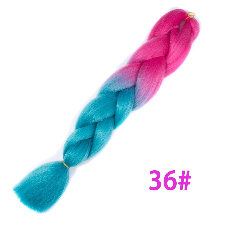 VERVES Ombre Jumbo Braids — 24" 100 g Two-Tone Synthetic Braiding Hair (Pink/Black/Blue)