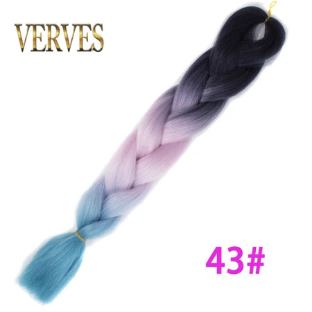 VERVES Ombre Jumbo Braids — 24" 100 g Two-Tone Synthetic Braiding Hair (Pink/Black/Blue)