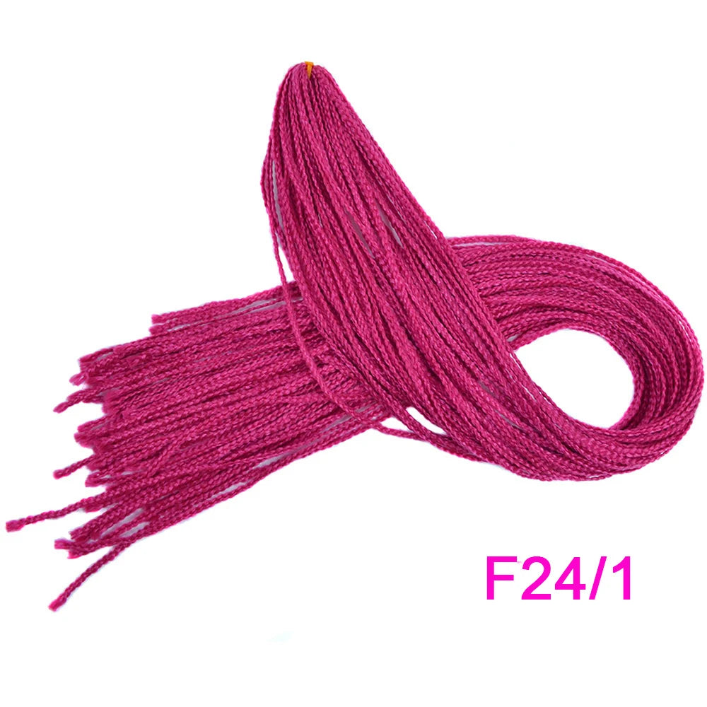 28 Inch Synthetic Zizi Braids Thin Box Braids Hair Extensions Brown Pink Blue Red 613 Box Crochet Braiding Hair For Women 50g