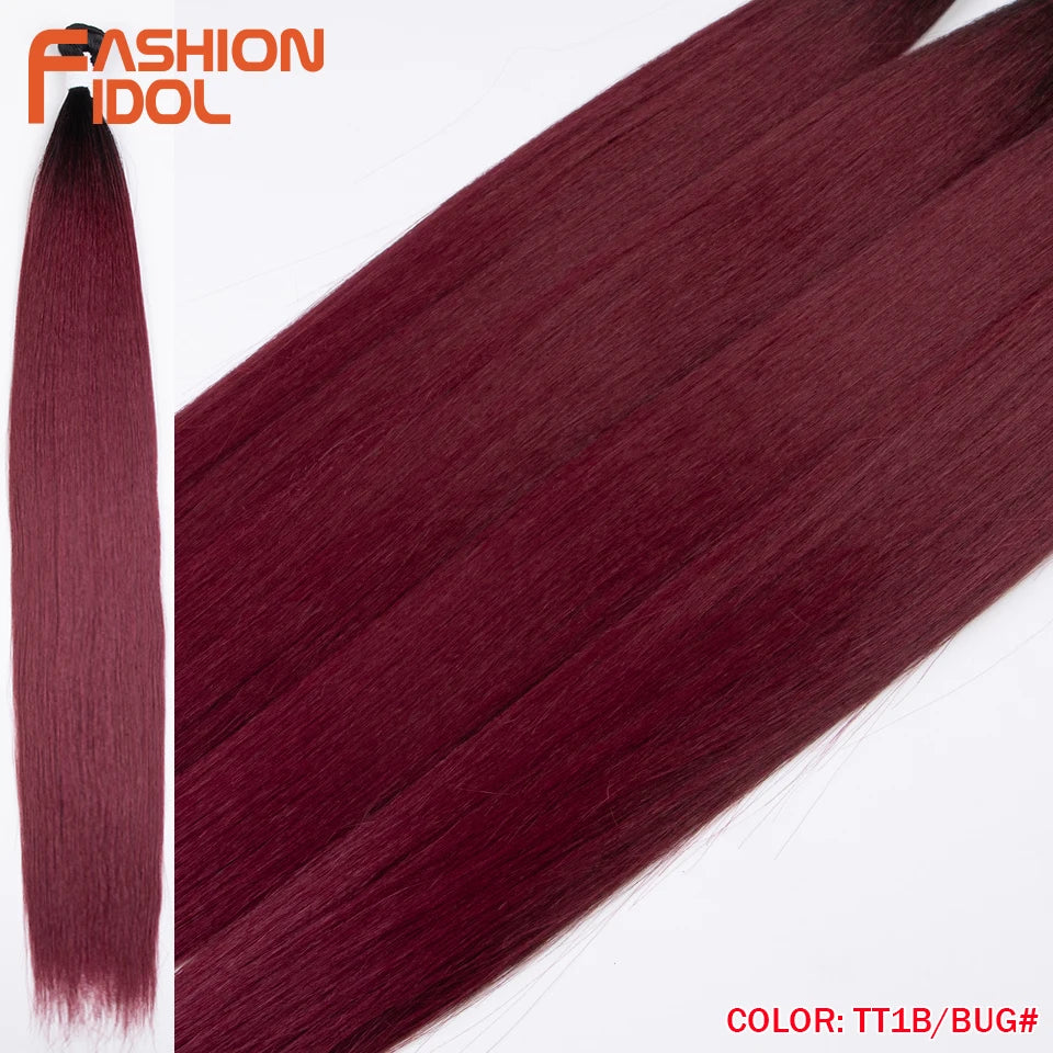 Bone Straight Hair Extensions Ombre Blonde Hair Bundles Super Long Hair Synthetic 24 Inch Straight Hair Full to End FASHION IDOL