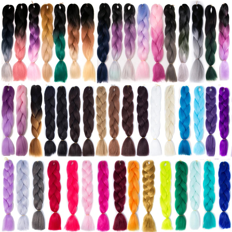 VERVES Ombre Jumbo Braids — 24" 100 g Two-Tone Synthetic Braiding Hair (Pink/Black/Blue)