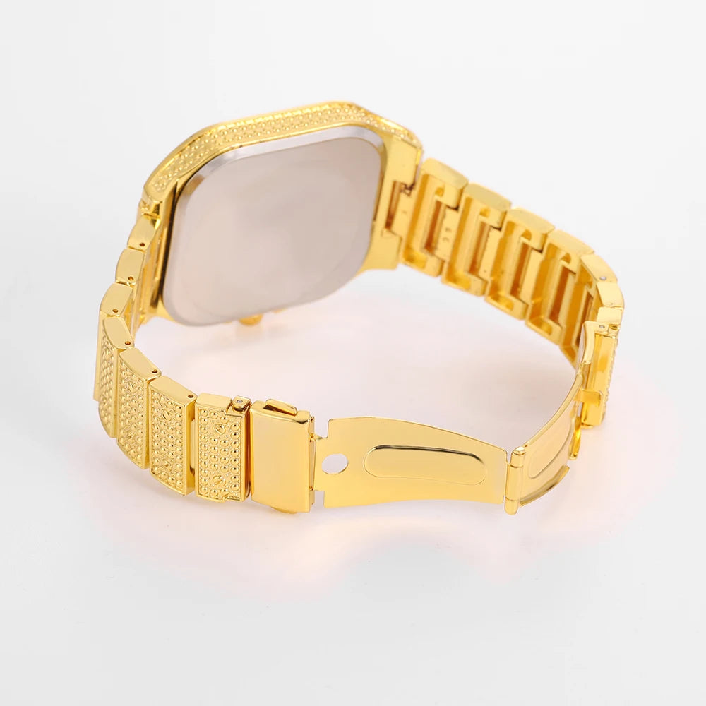 Women’s Full Iced-Out Watch Set | Green Dial Luxury Bling with Cuban & Tennis Chain Bracelets