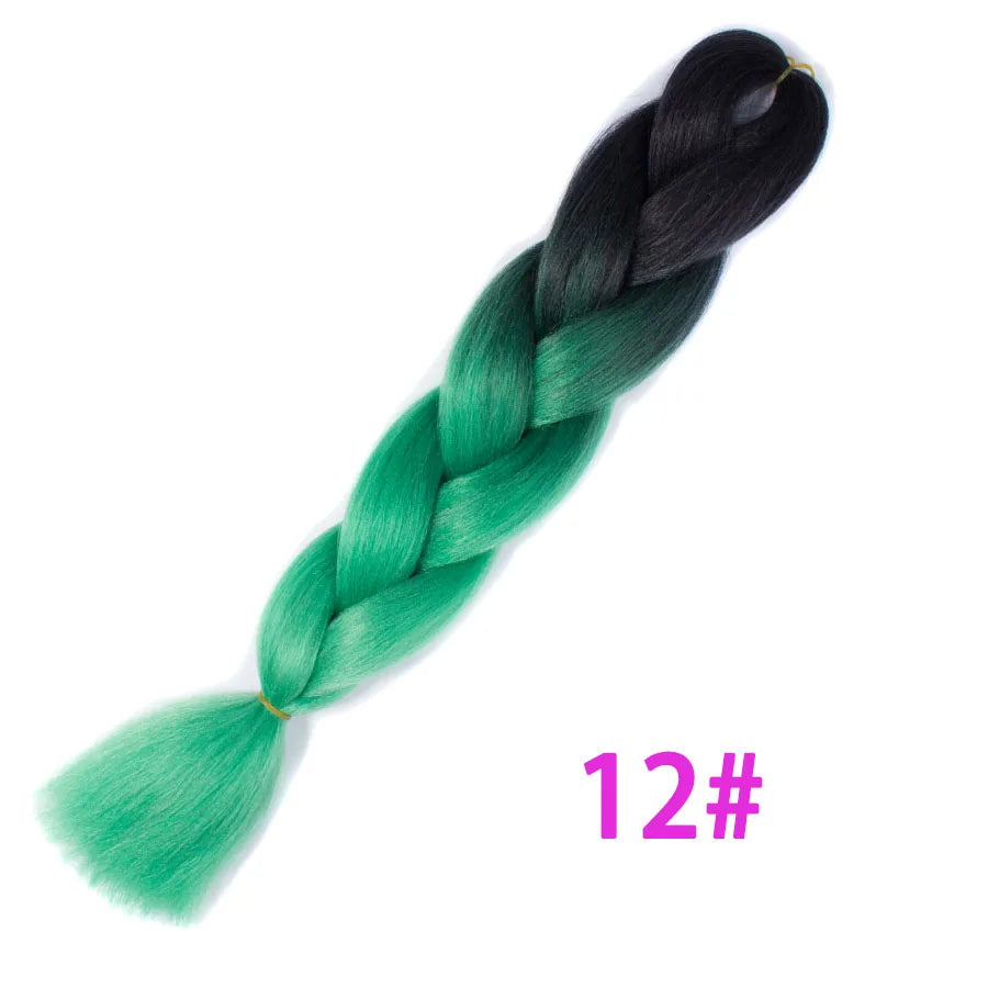 VERVES Ombre Jumbo Braids — 24" 100 g Two-Tone Synthetic Braiding Hair (Pink/Black/Blue)