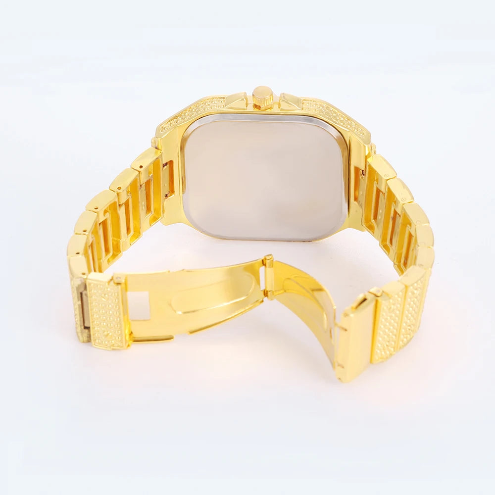 Women’s Full Iced-Out Watch Set | Green Dial Luxury Bling with Cuban & Tennis Chain Bracelets