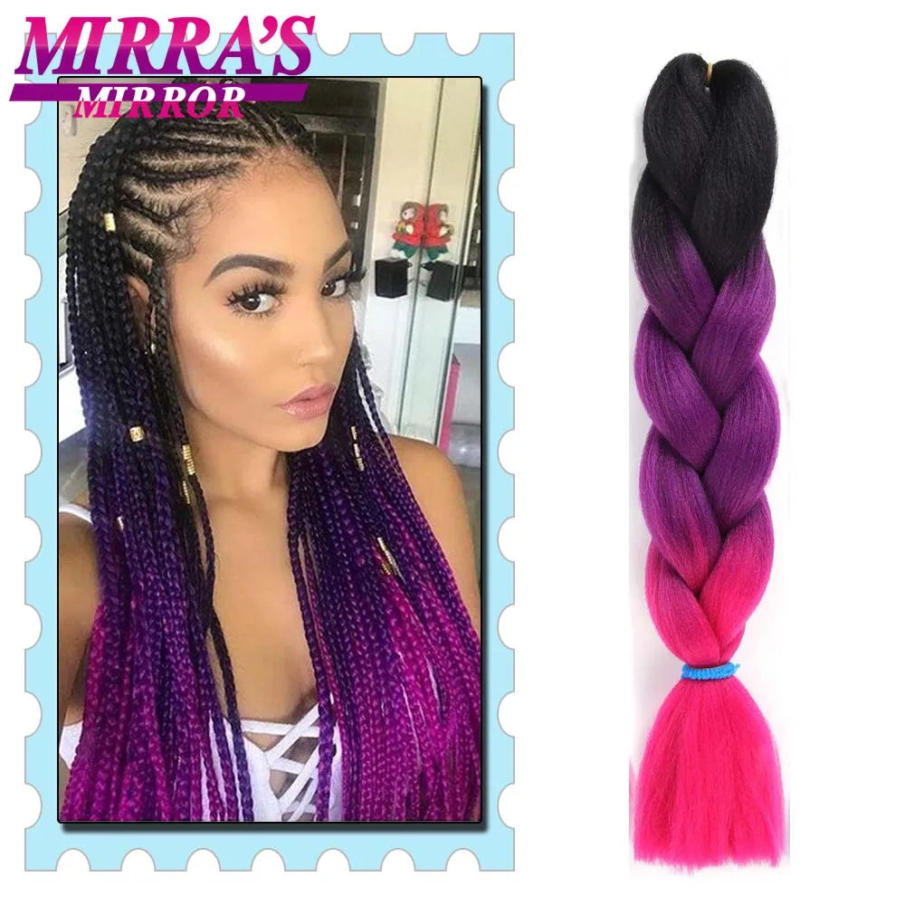 Synthetic Braiding Hair 24 Inch Kanekalon Braids Extensions Ombre Hair for Box Braid Crochet Jumbo Braiding Hair Pre Stretched