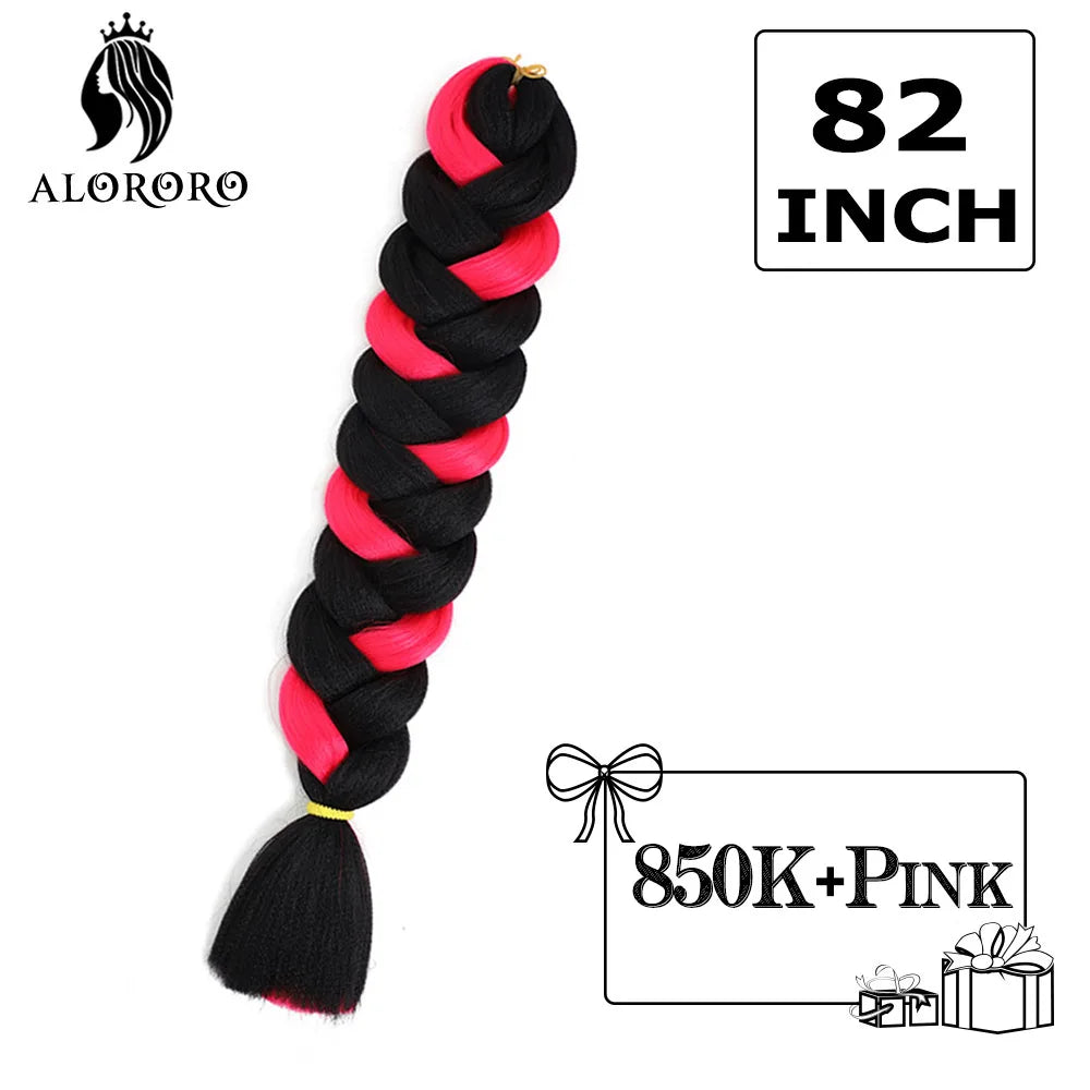 82 Inch Synthetic Braiding Hair Extensions Green Red Pink Yellow Crochet Jumbo Braids Hair Pure Color Box Twist Braids Wholesale