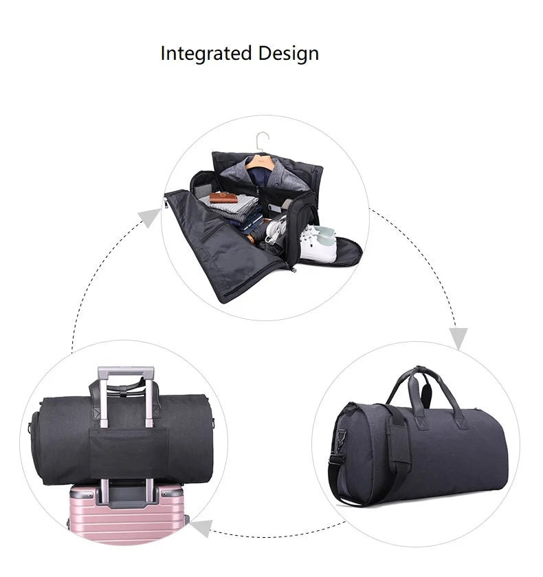 Men Bags Travel Garment Bag Duffel Bag with Shoulder Strap Business Handbags Multiple Pockets Carry on Hanging Suitcase Clothing