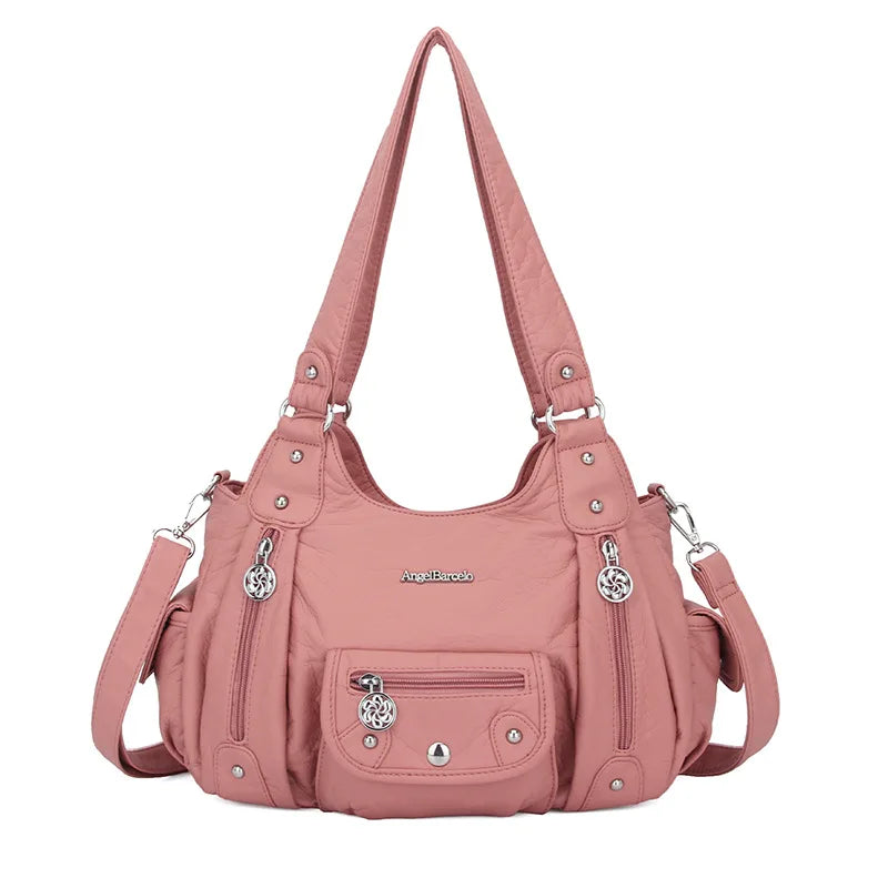 Women Handbags Satchel Top-handle Handbag Small PU Shoulder Bag 12.5”x4.4” Dumpling Pack Multi-pockets Shoulder Bags